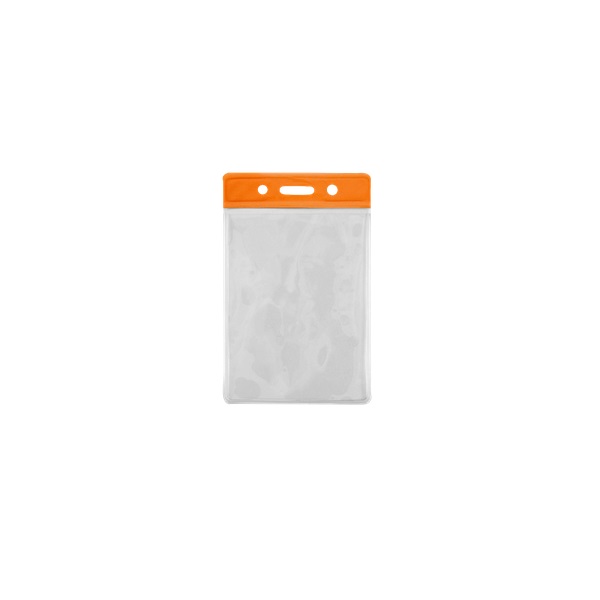 Billede af 86x54 mm kortholder / bæreetui blød plast. Orange top / klar (lodret / vertikal / portrait). 60270303