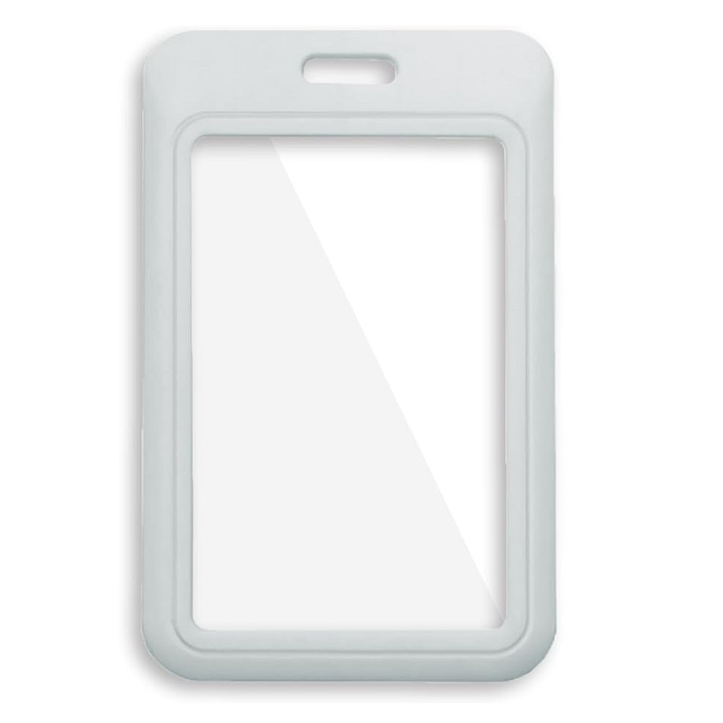 Picture of Grey 86x54 mm Card holder / carrying case hard plastic / Badge holder. Clear on both sides. (vertical / portrait). 60270350